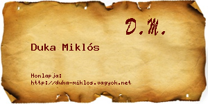 Duka Miklós névjegykártya